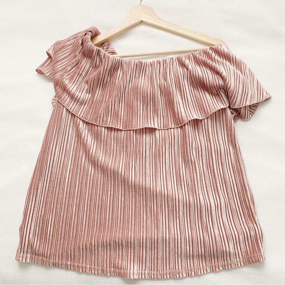 Pink Off Shoulder Velvet Top - Picture 6 of 8